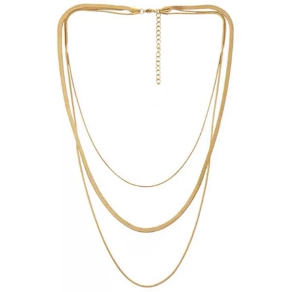 NEW Gold Plated Snake Flat Necklace 3 PCs - Picture 4 of 5